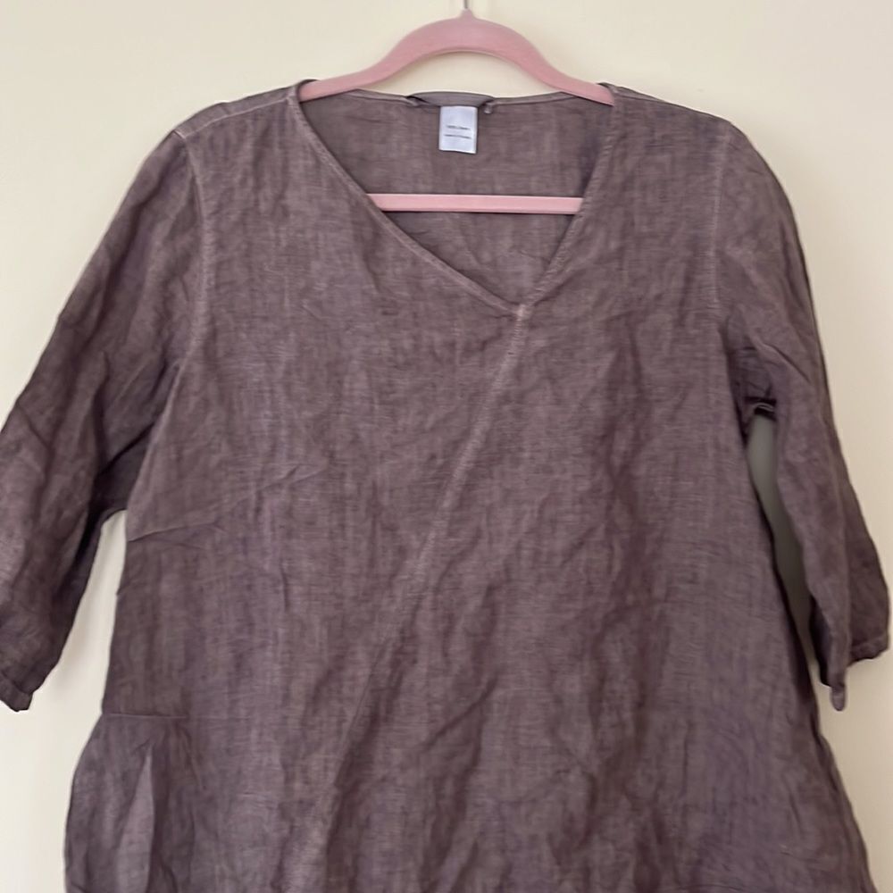 Elemente Clemente 3/4 sleeve V-neck linen blouse Size small - Picture 3 of 6